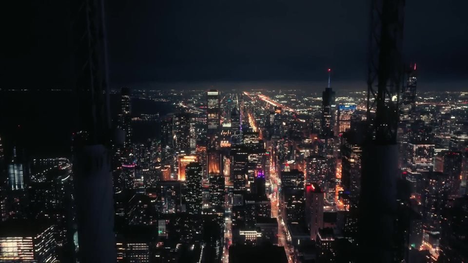 Aerial night view of Chicago skyline from chicagolightcraft.com